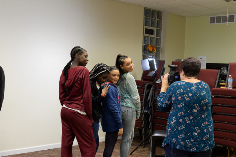 family getting photo taken